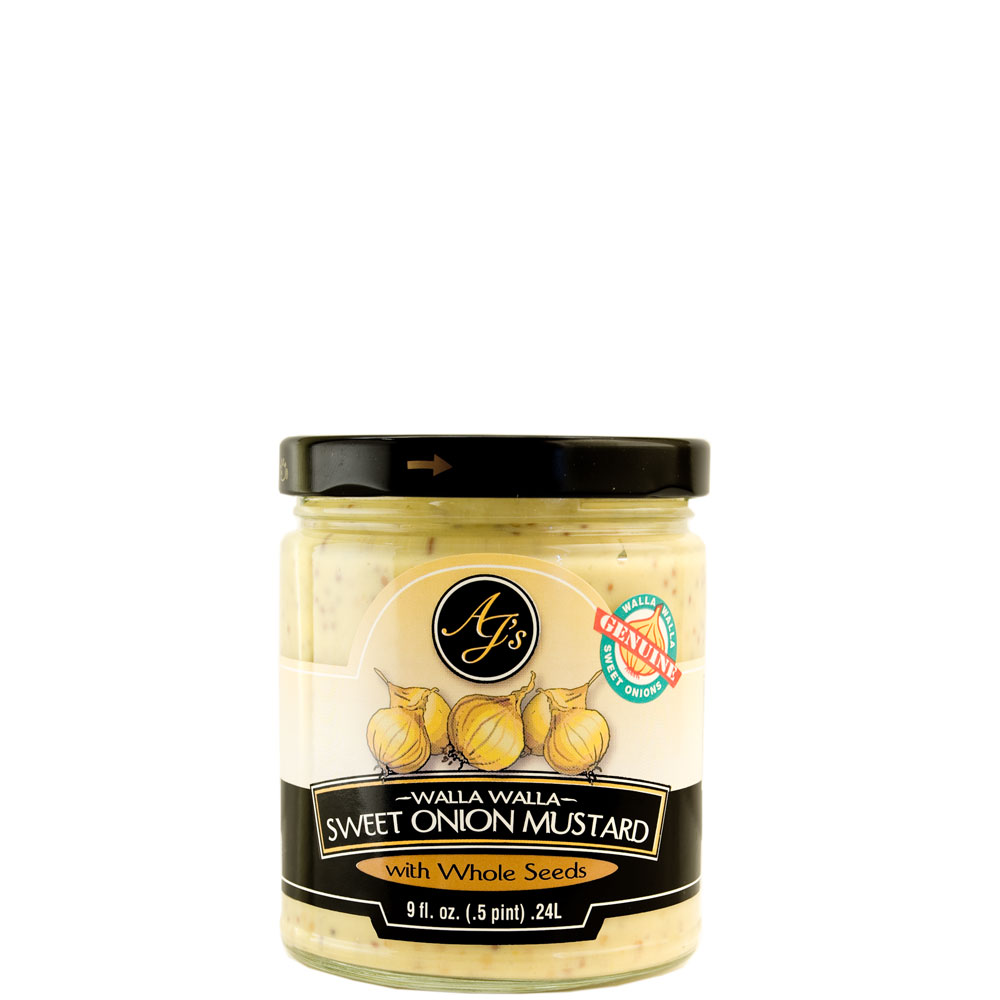 AJ’s Walla Walla Sweet Onion Mustard with Whole Seeds Home of the