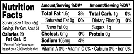 AJ's Red Ale Beer Mustard Nutrition Information