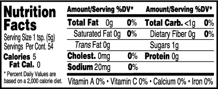 AJ's Walla Walla Sweet Onion Mustard Nutrition Information